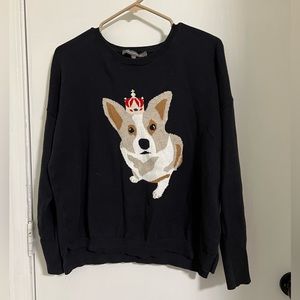 French Connection Navy Cotton Sweater with Corgi Design